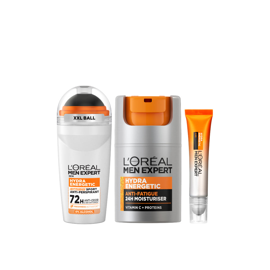 Men Expert Hydra Energetic Extreme Sport Deodorant Roll-On 50 ML + Anti-Fatigue Moisturiser + Hydra Energetic Eye Serum